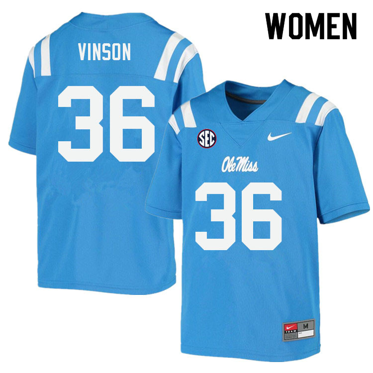 Women #36 Rayf Vinson Ole Miss Rebels College Football Jerseys Sale-Power Blue - Click Image to Close
